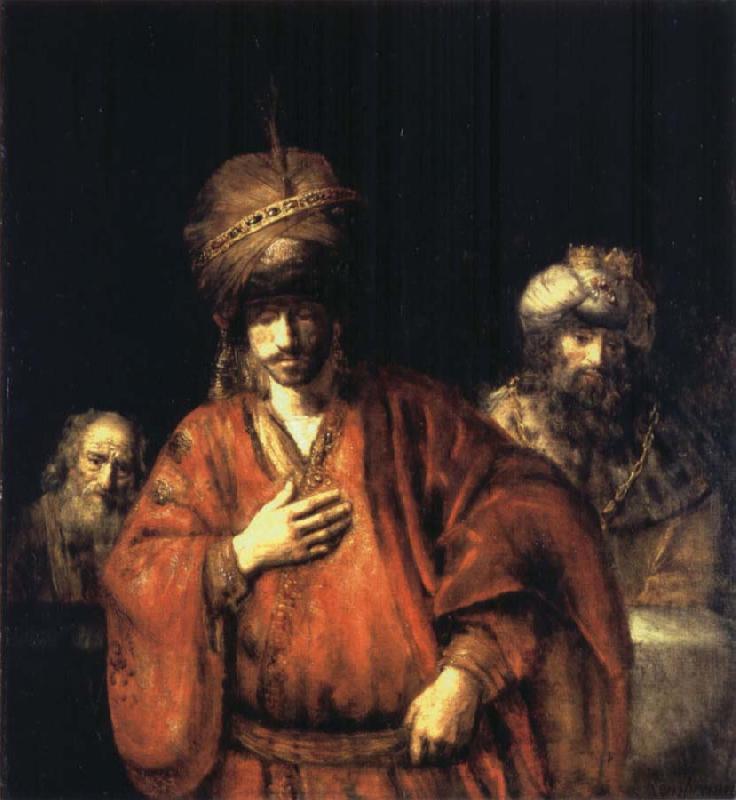 REMBRANDT Harmenszoon van Rijn David and Uriah or Ahasuerus,Haman and Harbona oil painting image